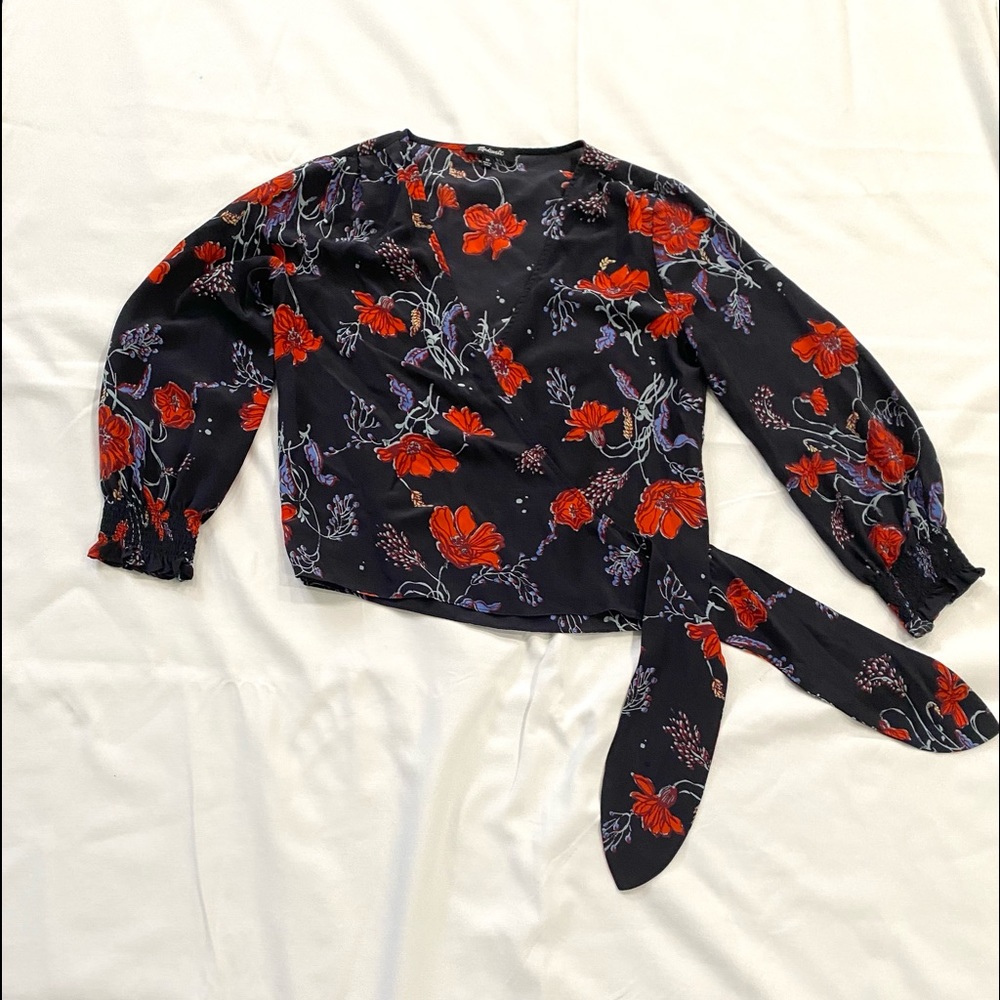 Madewell V Neck Long Sleeve Blouse